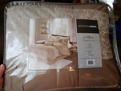 7pc King Anett Chenille Jacquard Comforter Set Taupe : Target