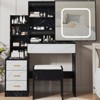 Vanity Desk with Mirror, Makeup Vanity Desk with Sliding Lighted Mirror, Power Outlet, Dressing Table with 4 Drawers, Storage Shelves & Stool - 3 of 4