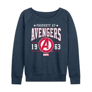 Women's - Marvel - Avengers Property Of Lightweight French Terry Wide Neck Long Sleeve Shirt - 1 of 4