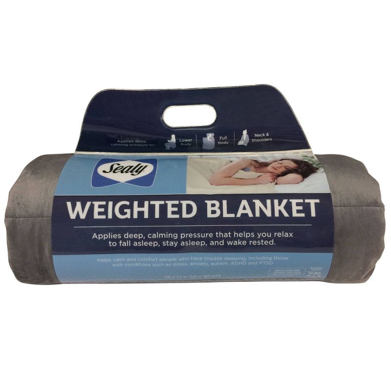 Sealy 48" x 72" Microplush 12lb Weighted Blanket Gray, 5 of 9
