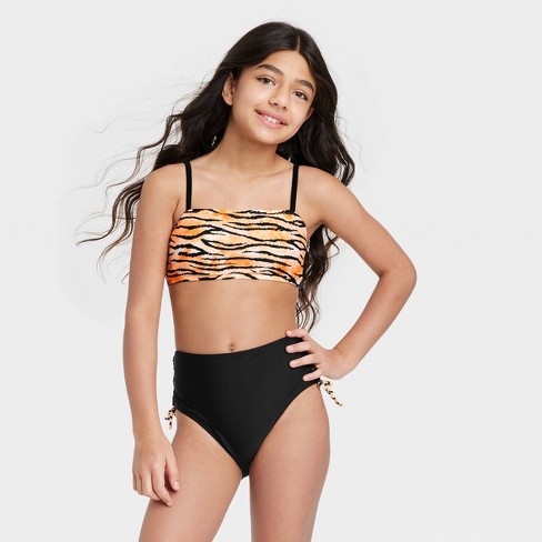 Girls' 2pc Sketchy Tiger Bikini Set Art Class™ Black : Target