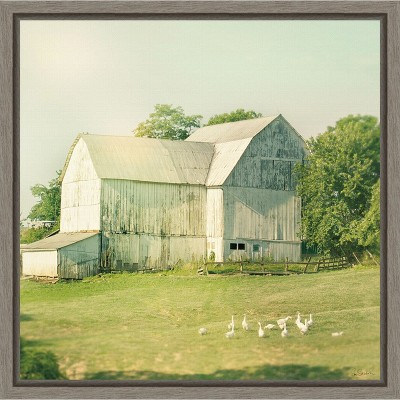 Amanti Art Farm Morning III Square (Barn) by Sue Schlabach Canvas Wall Art Print Framed 16-in. x 16-in.
