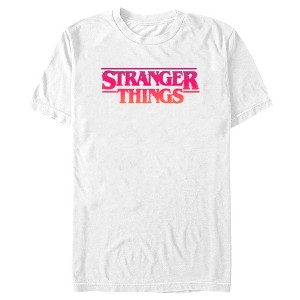 Men's Stranger Things Pink Logo T-Shirt - 1 of 4