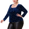 Agnes Orinda Women's Plus Size Top Sweetheart Neck Long Sleeve Stars Velvet Blouses - 2 of 4