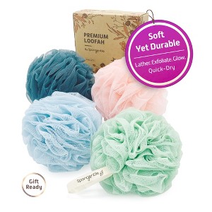Spongentle Loofah Bath Sponge, Exfoliating Scrubber for Bath & Shower, Ideal for Women & Men, 60g/70g - 1 of 4