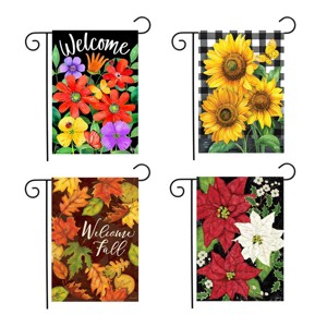 Briarwood Lane Everyday Bundle - Set of 4 - 12.5" X 18" Gift Set Briarwood Lane 1x1 Floral and Leaves Garden Flag Bundle - 1 of 2