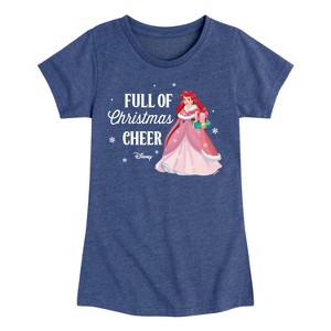 Girls' - Disney - Full Of Christmas Cheer Ariel Fitted Short Sleeve Graphic T-Shirt - 1 of 4