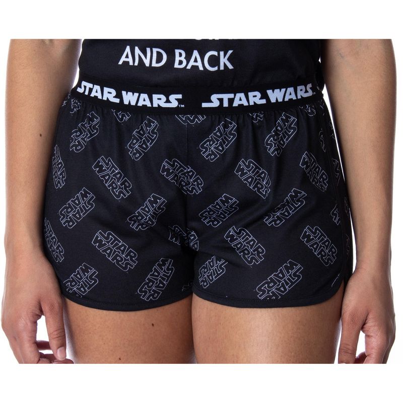 Star Wars Women's Love You To The Death Star Racerback Tank Shorts Pajama Set Black, 4 of 6