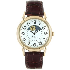 Peugeot Men's 40mm Vintage White Dial Sun Moon Brown Leather Strap Watch - 1 of 4