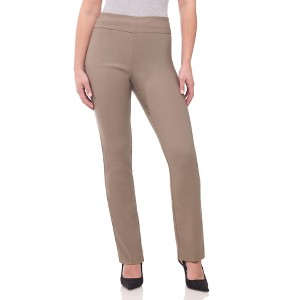 Rekkuna Women's Pull-On Straight Leg Dress Pants – Mid-Rise Office Slacks with Hidden Pocket and Flattering Fit - 1 of 4