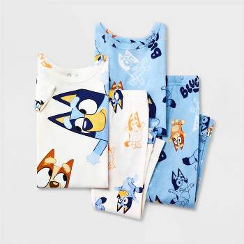 Toddler Girls' Snug Fit 4pc Bluey Pajama Set - White