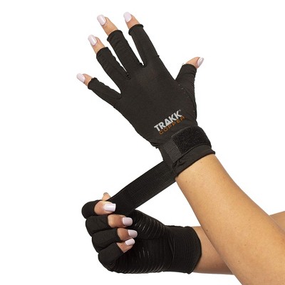 TRAKK Copper Infused Fingerless Arthritis Gloves with Adjustable Strap 2 Pcs