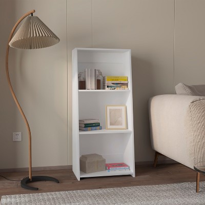 VYNXARIA Bookcase in Melamine with Three Shelves, Kids' Shelf Bookshelf,White