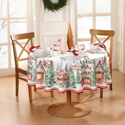 Storybook Christmas Village Holiday Tablecloth - Elrene Home Fashions