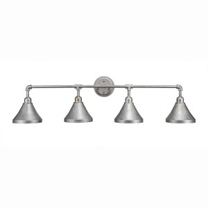 Toltec Lighting Vintage 4 - Light Vanity in  Aged Silver with 7" Aged Silver Cone Metal Shade Shade - 1 of 1
