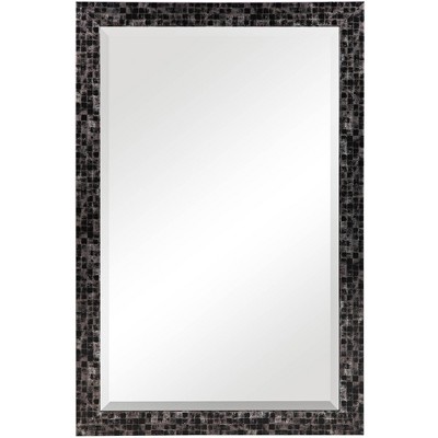 Uttermost Rectangular Vanity Accent Wall Mirror Modern Beveled Glass Gray Black Mosaic Frame 23 3/4" Wide for Bathroom Living Room