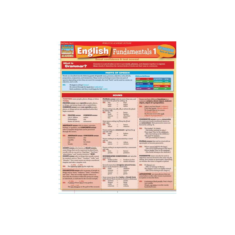 ISBN 9781423208709 product image for English Fundamentals 1 - by Barcharts Inc (Poster) | upcitemdb.com