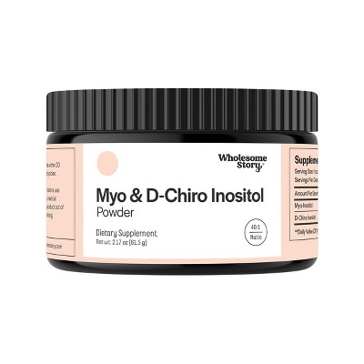 Wholesome Story Myo & D-Chiro Inositol Powder, Supports Healthy Hormone Levels, Menstrual Cycles & Ovarian Health, 30-day Supply, 2.17oz
