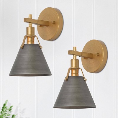 LNC Nero 6-in W 2-Lights Modern/Contemporary  Wall Lights,2 Pack, Gold/Gray