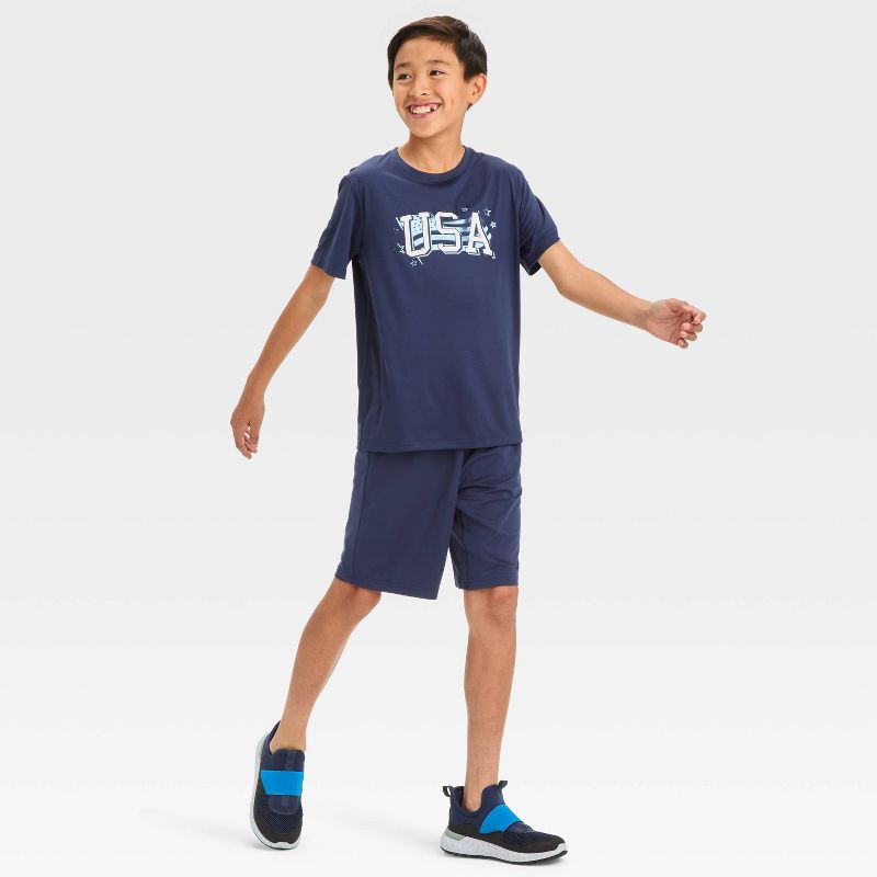 Boys' Short Sleeve 'USA' T-Shirt - All In Motion™ Navy Blue, 4 of 5