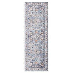 Washable Vintage Printed Rug Non Slip Low Pile Rug Soft Throw Floor Cover Foldable Indoor Carpet for Living Room Bedroom - 1 of 4