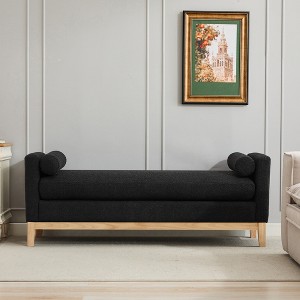 TiramisuBest 43.0" Storage Bench with Teddy Dark Green - Safety Hinge for Bedroom, Living Room, Entryway, Dark Green - 1 of 4
