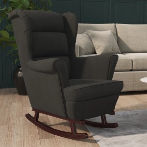 vidaXL Rocking Chair with Solid Wood Rubber Legs Black Velvet - 1 of 4