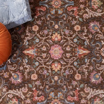 Elegant Crimson Hand-Knotted Brown/Blue Area Rug - 2'2" x 4'