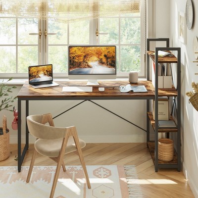 62 inch Computer Desk with Storage Bookshelves