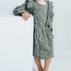 Grayson Collective Toddler Girls' Snowflake Gauze Ruffle Long Sleeve Dress - Green - 4 of 4