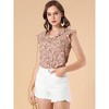 Allegra K Women's Ruffle V Neck Flutter Sleeve Button Down Floral Shirt - 2 of 4