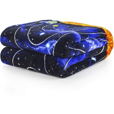 King Size Blue and Yellow Cotton Fleece Electric Blanket