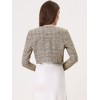 INSPIRE CHIC Women's Vintage Plaid Tweed Open Front Cropped Bolero Shrug - 3 of 4