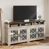 Farmhouse TV Stand for 81 Inch, Wooden Mid Century Modern Entertainment Center with Glass Door, LED Lights and Storage, for Living Room Bedroom - 4 of 4