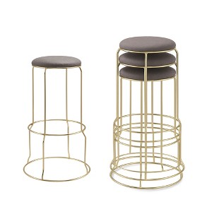 Kings Brand Furniture 4-Pack Stack Stools, Upholstered w/Metal Legs Backless Stackable  Bar and Counter Height Stool, Dining Room Kitchen Chairs - 1 of 4