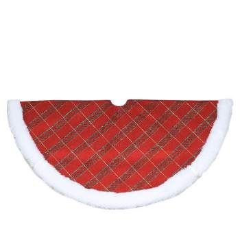 Northlight 20" Red and Gold Plaid Glittered Mini Christmas Tree Skirt