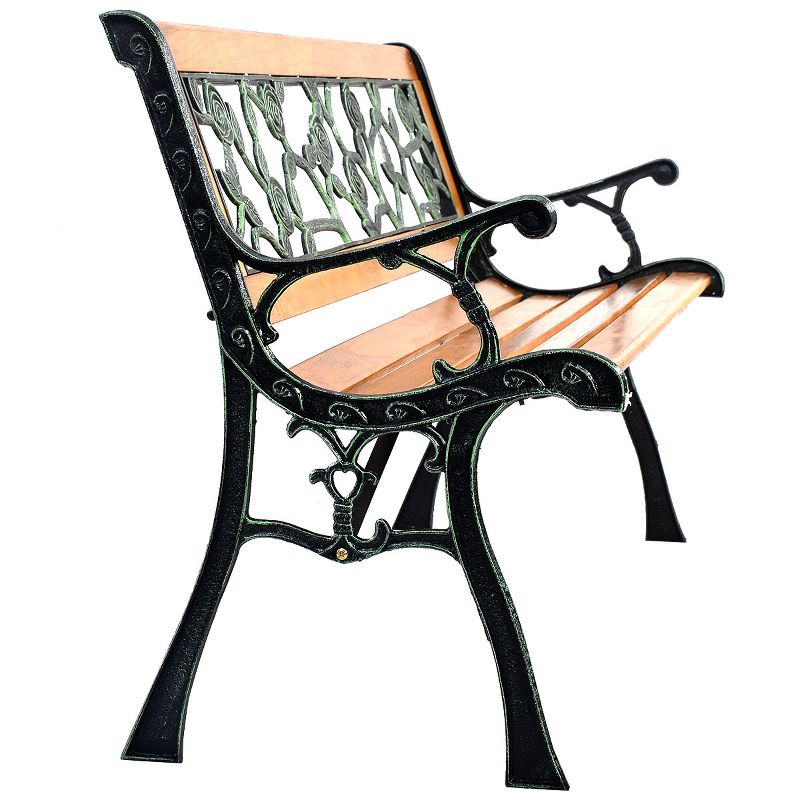 Tangkula Garden Iron Bench Porch Path Hardwood Chair for Patio Park Outdoor Deck, 2 of 11