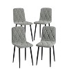 38.60"Square Dining Table Set, Mid Century Modern Square Dining Table for 4 Person, Faux Marble Tabletop, Iron Legs,White+Blue - 4 of 4