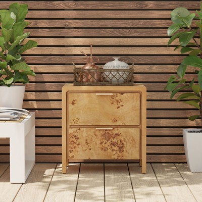 JIONJOY Wood Nightstand with 2 Drawers, Vintage Style Fully Assembled End Table for Bedroom or Living Room-Natural