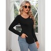 Clearlove Women’s Long Sleeve Cutout Asymmetrical Neck Tshirt Slim Fit Tunic Blouse with Side Split Slit Casual Solid Tops - 3 of 4