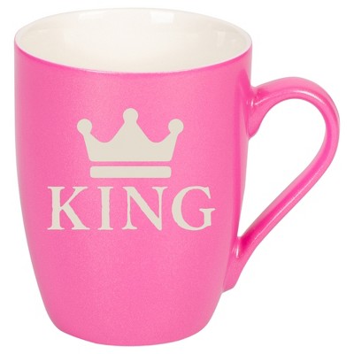 100 North Crown Royalty 10 Ounce Pink Metallic Finish, Comfortably Fits Your Hands, New Bone China Coffee Tea Cup Mug, King
