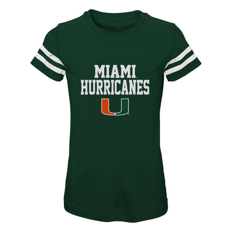 NCAA Miami Hurricanes Girls&#39; Striped T-Shirt, 1 of 2