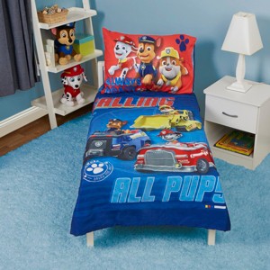 NoJo Paw Patrol Calling All Pups 4 Piece Toddler Bed Set Includes - Comforter, Fitted Bottom Sheet, Flat Top Sheet, Reversible Pillowcase - 1 of 4