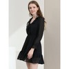 INSPIRE CHIC Women's Ruffle V Neck Pom Pom Belted A-Line Chiffon Dress - 4 of 4