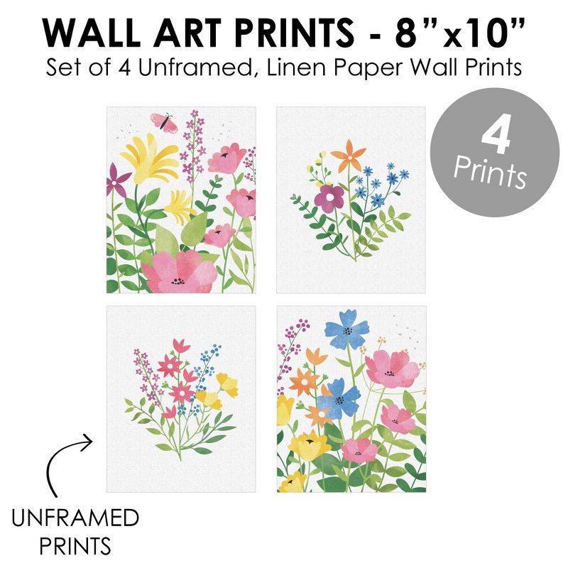 Big Dot of Happiness Wildflowers - Unframed Floral Nursery and Room Decor Linen Paper Wall Art - Set of 4 - Artisms - 8 x 10 inches, 5 of 8