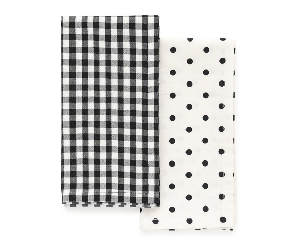 4ct Black Plaid and Polka Dot Napkins - sugar paper&#153;