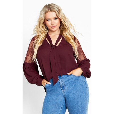 Women's Plus Size Angelina Top - Oxblood