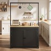 Cabihome 42" Island, Heavy-Duty Multi-Functional Kitchen Cart with 2-Tier Shelves, 5 Hooks, and Solid Wood Construction - Ideal for Kitchen, Dining - 2 of 4