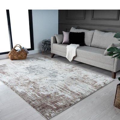 8' x 10' Brown Abstract Synthetic Area Rug