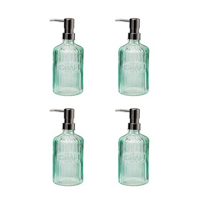 Amici Home Basin Glass Soap Pump, Green, 16oz, Set of 4